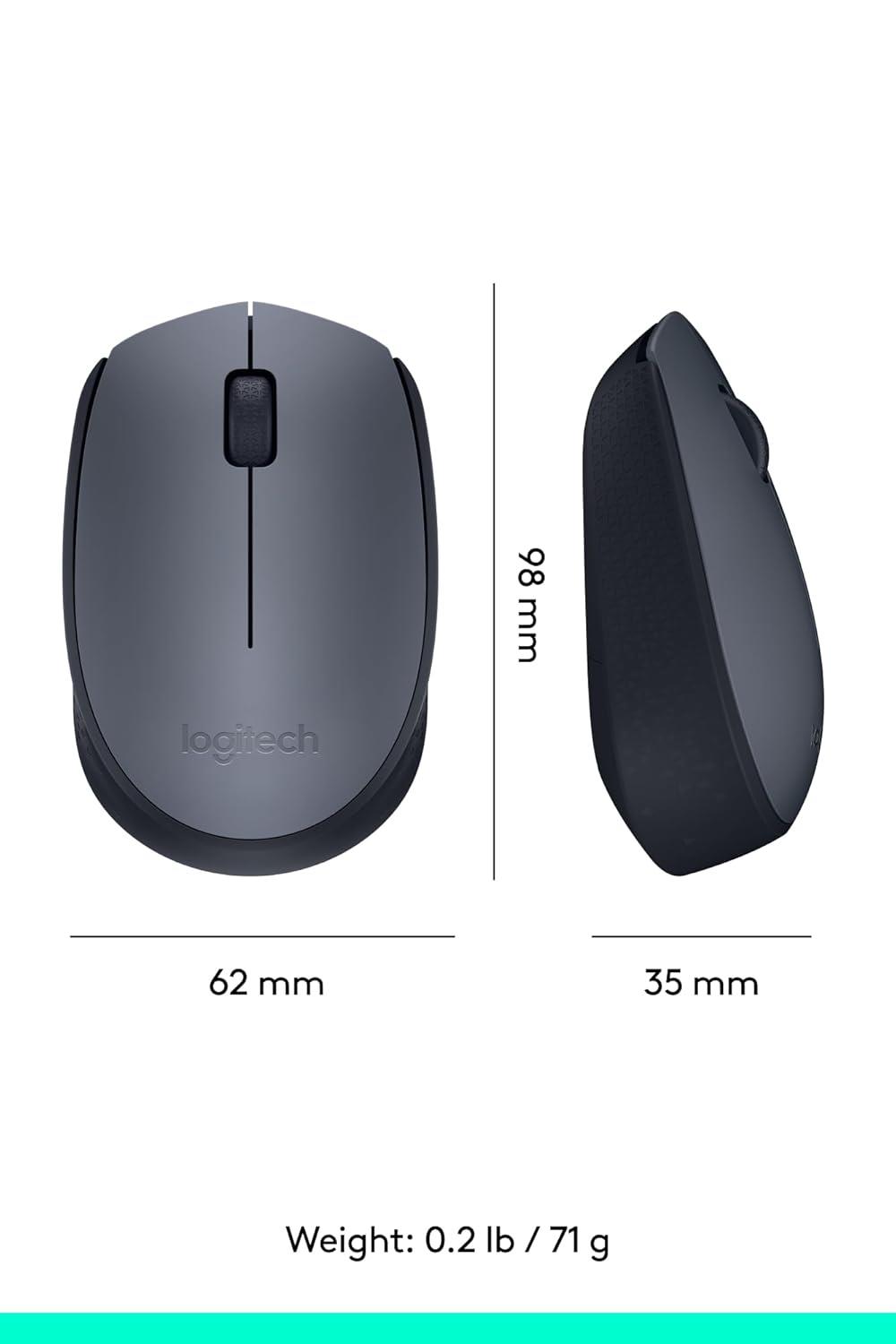 Logitech B170 Wireless Mouse, 2.4 Ghz With USB Nano Receiver, Optical Tracking, 12-Months Battery Life, Ambidextrous, PC/Mac/Laptop - Black