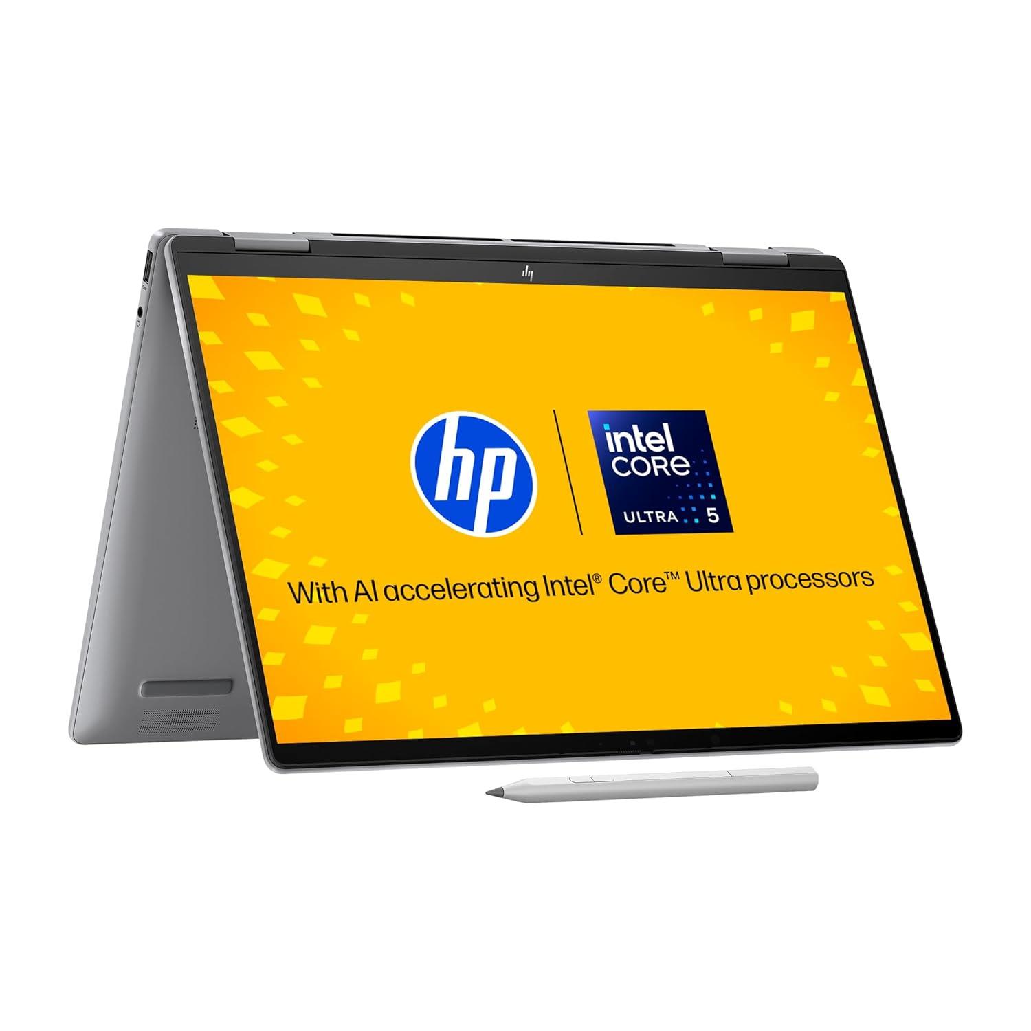 HP Envy X360 AI Laptop, Intel Core Ultra 5 125U, 12 Tops, 16GB LPDDR5, 512GB SSD, (Win11, Office21, Grey, 1.39 Kg) Touchscreen, 2K, 14-Inch(35.6Cm), Integrated Graphics, 5MP IR Camera, Fc0105tu