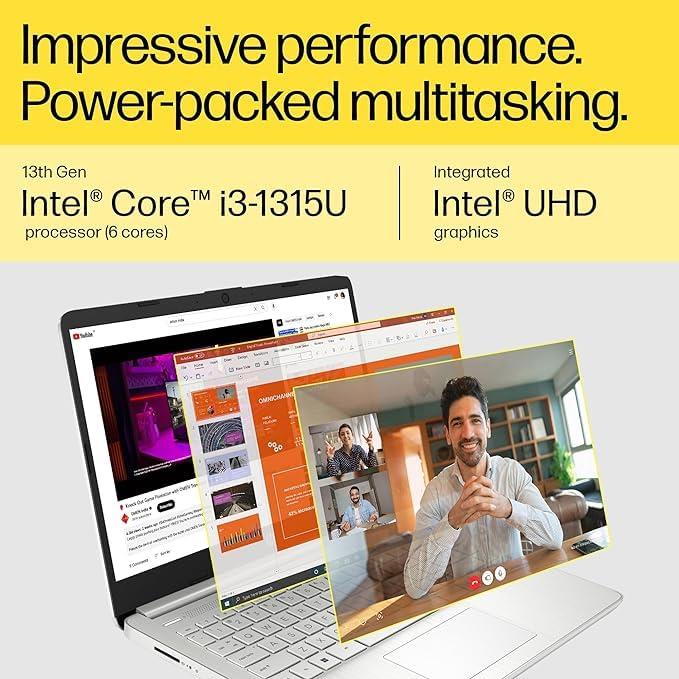 HP Laptop 15,13Th Gen Intel® Core™ I3-1315U,15.6Inch(39.6 Cm),FHD,Anti-Glare,8GB DDR4,512GB SSD,Dual Speakers,Windows 11,MSO 2021,Natural Silver,1.59 Kg,15-Fd0186tu