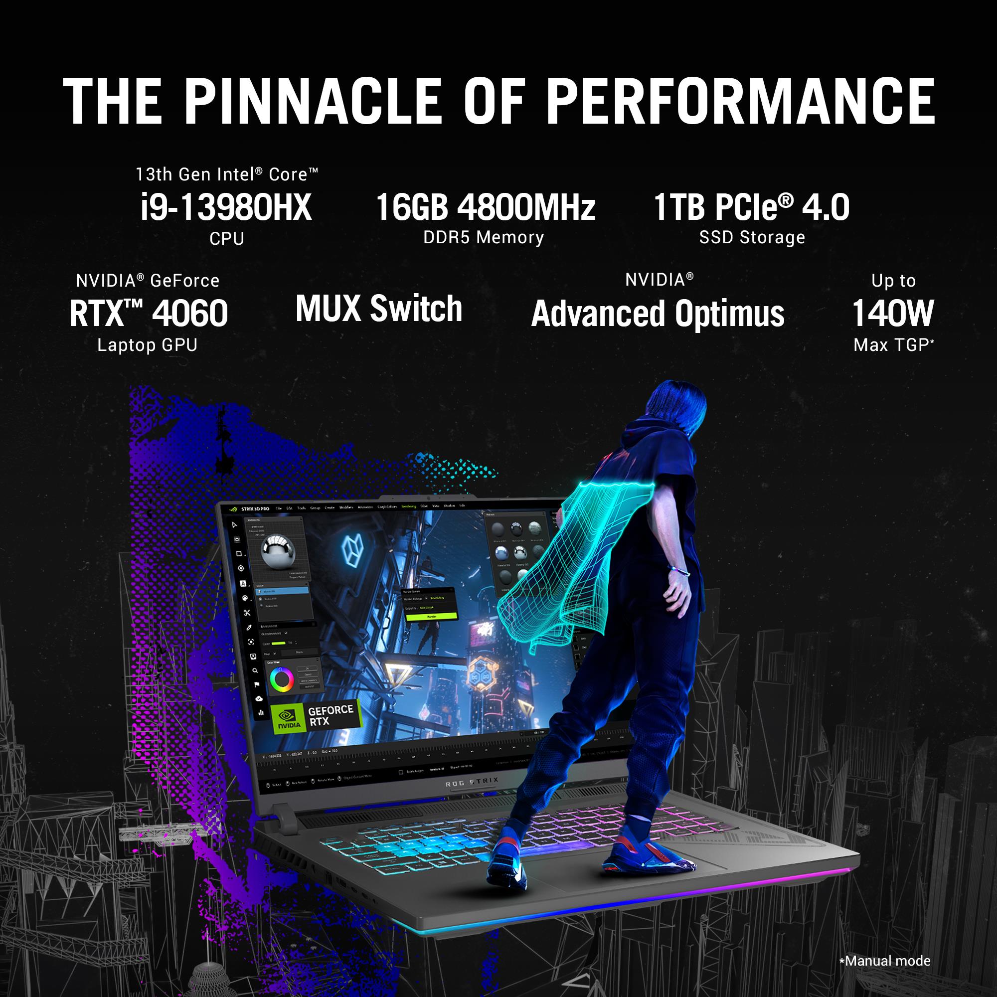 ROG Strix G16, Gaming Laptop, Intel Core I9-13980HX, RTX 4060 GPU (16GB/1TB/40.64 Cms (16) QHD+/Windows 11 Home/Office Home 2024 + M365 Basic (1 Year Validity)*) G614JV-N4242WS