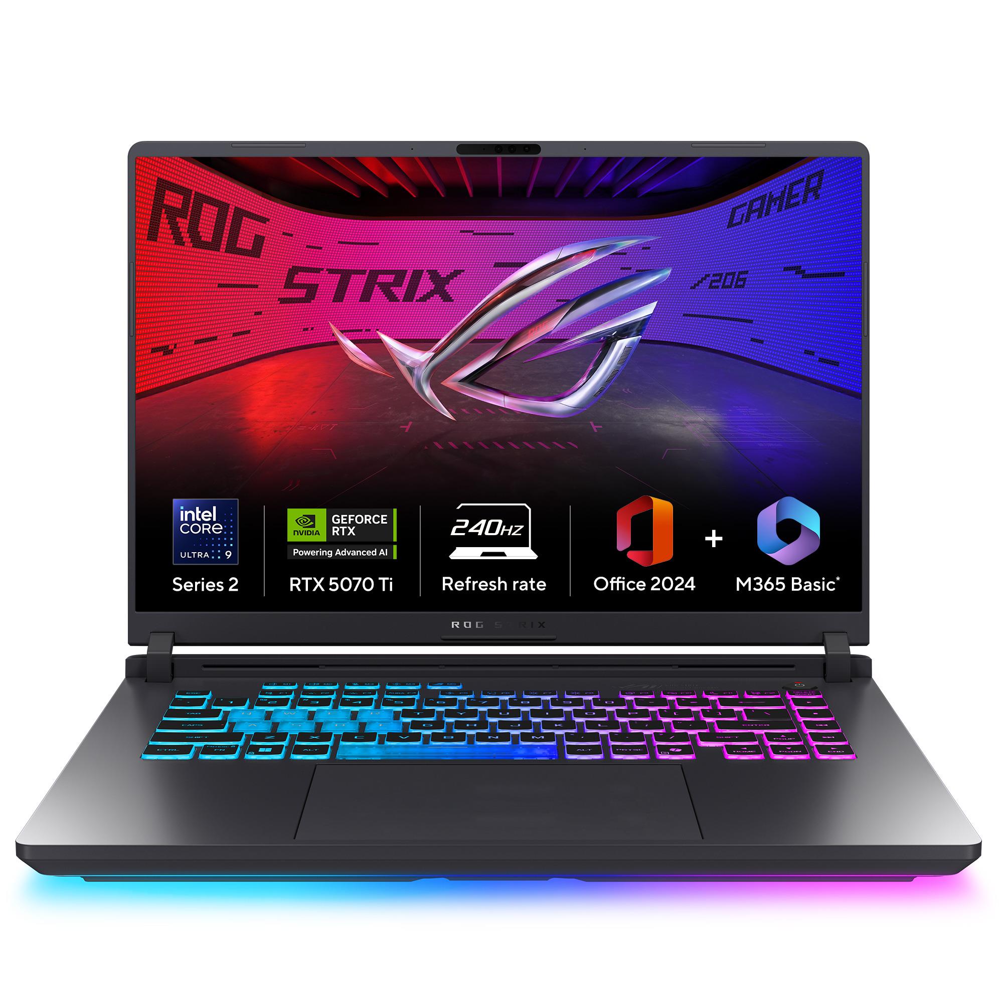 ROG Strix G16 G615LR-S5190WS ROG Strix G16, Gaming Laptop, Intel Core Ultra 9 275HX, RTX 5070 Ti GPU (32GB/1TB/40.64 Cms (16) 2.5K/Windows 11 Home/Office Home 2024 + M365 Basic (1 Year Validity)) G615LR-S5190WS