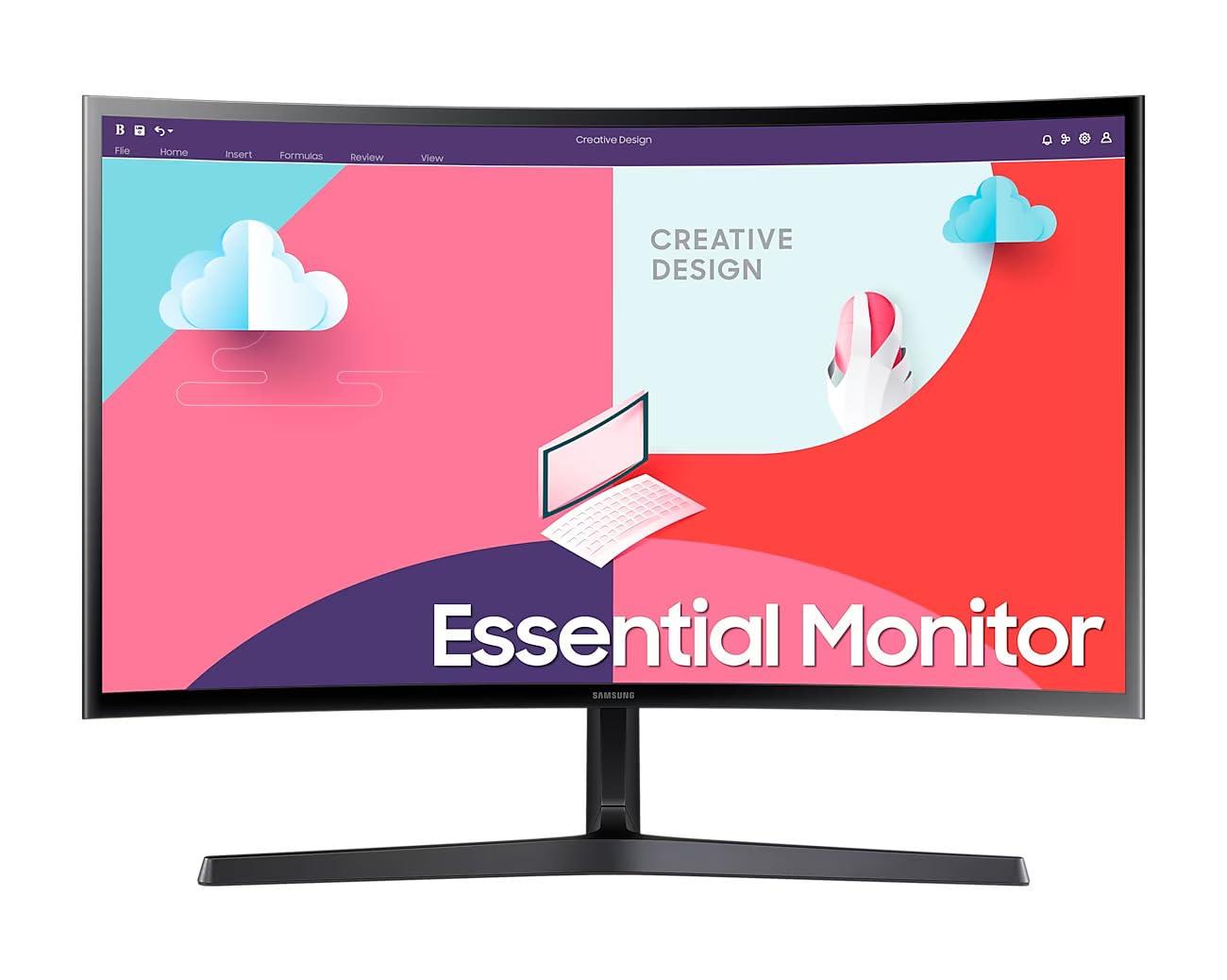 Samsung 24-Inch(59.8Cm) Fhd, 75 Hz, 1800R Curved Monitor, Va Panel, Slim Design, Amd Freesync, Game Mode, Flicker Free, Hdmi, Audio,Port,Ls24c366eawxxl, Black, LED