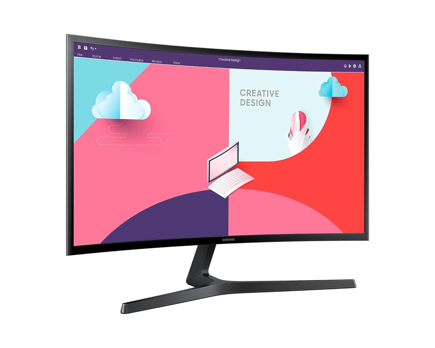 Samsung 24-Inch(59.8Cm) Fhd, 75 Hz, 1800R Curved Monitor, Va Panel, Slim Design, Amd Freesync, Game Mode, Flicker Free, Hdmi, Audio,Port,Ls24c366eawxxl, Black, LED