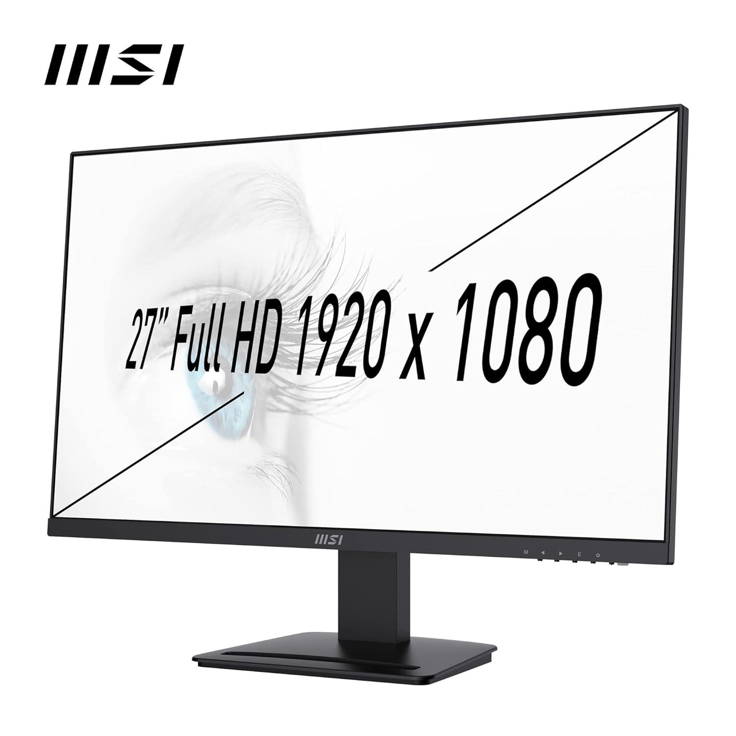 MSI PRO MP273 Business & Productivity Monitor 27 Inch Fullhd (1920 X 1080) 75Hz Refresh Rate, IPS Panel With Eye-Friendly Technology, VESA-Mount Supported, Black