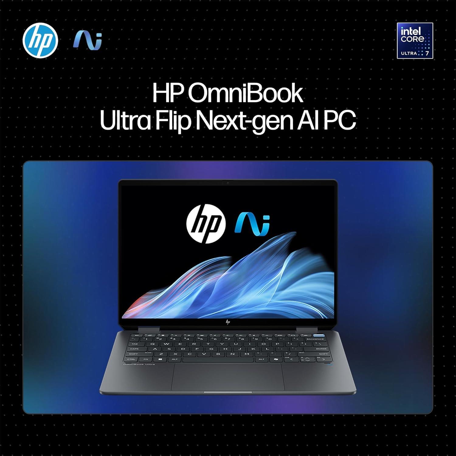 HP Omnibook Ultra Flip (Previously Spectre) Intel Core Ultra 7 256V 47 Tops (16GB LPDDR5X, 1TB SSD) OLED, 500 Nits,14