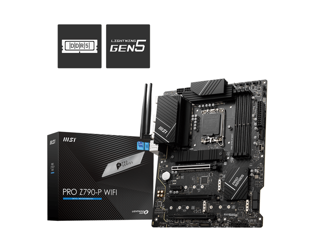 MSI PRO Z790-P Wifi Motherboard, ATX – Supports Intel 12Th & 13Th Gen Core Processors, LGA 1700-55A Drmos, DDR5 Memory Boost 7000+Mhz/OC, Pcie 5.0 & 4.0 X16, 4 X M.2 Gen4, Wi-Fi 6E, 2.5G LAN