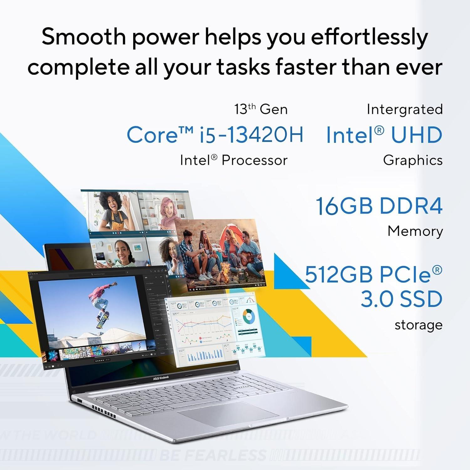 ASUS Vivobook 16, Everyday Laptops, Intel Core I5-13420H (16GB/512GB/Intel UHD Graphics/16.0" WUXGA/Windows 11 Home/Office Home 2024 + M365 Basic (1 Year Validity)*) X1605VA-MB1627WS