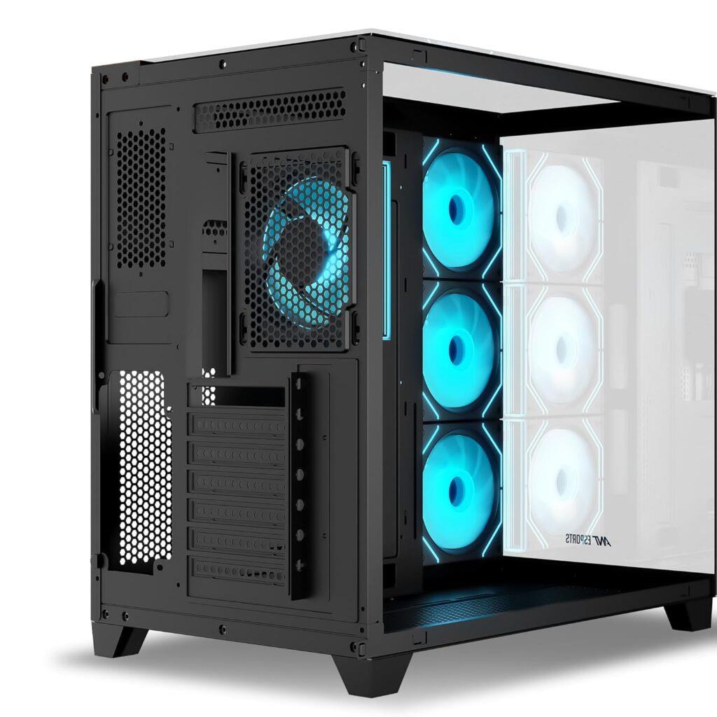 Ant Esports Crystal Wood Mid Tower ATX, Micro-ATX, Mini-ITX Black Cabinet With 3X120mm