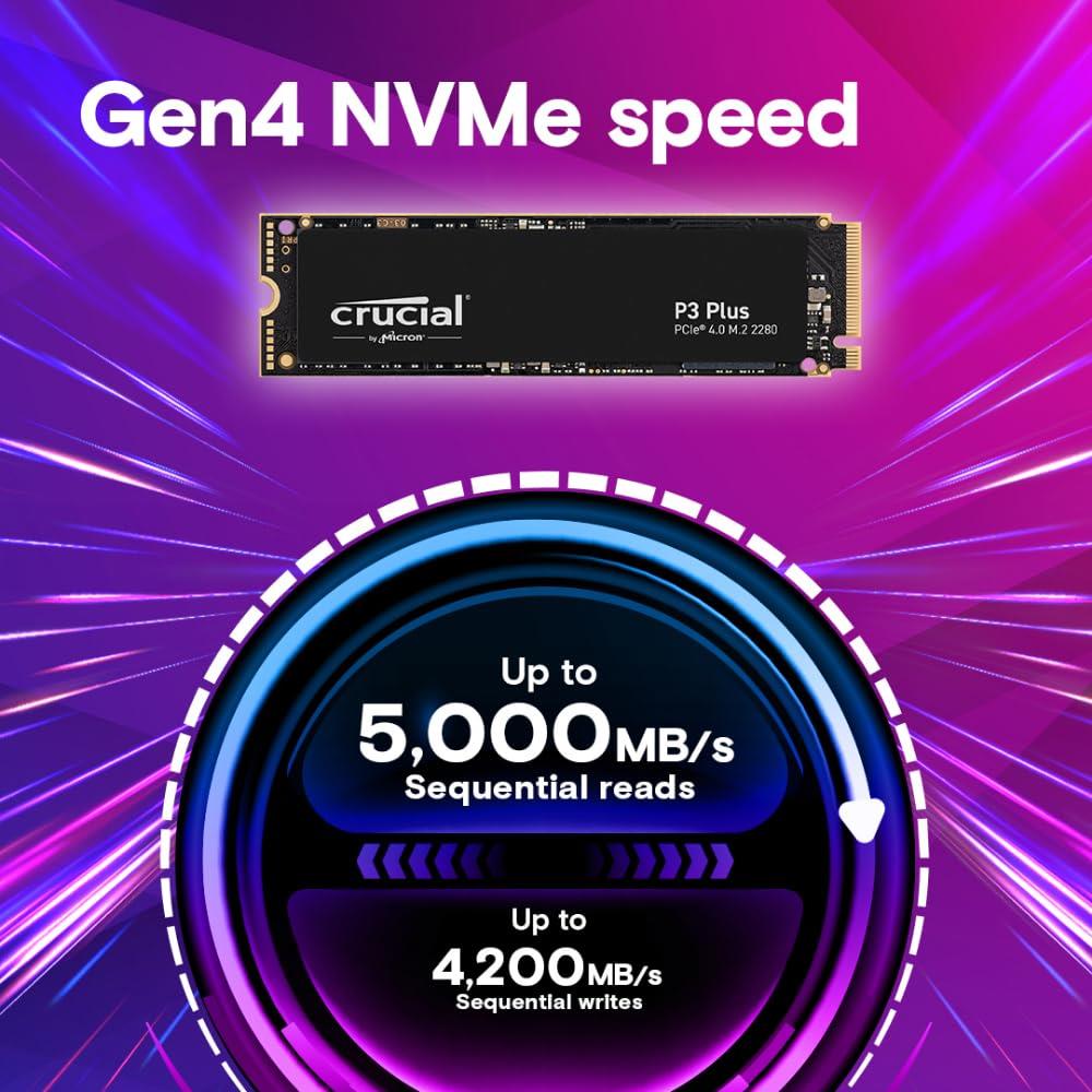 Crucial P3 Plus 1TB Pcie 4.0 3D NAND Nvme M.2 SSD, Up To 5000MB/S - CT1000P3PSSD8