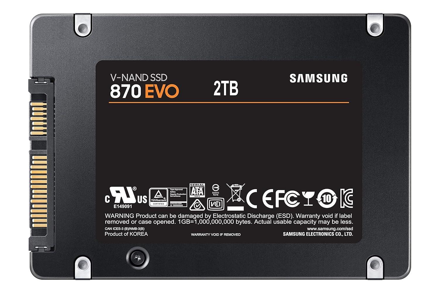 Samsung 870 EVO 2TB SATA 2.5" Internal Solid State Drive (SSD) (MZ-77E2T0)